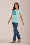 Sweet Moon Knit Cotton Pyjama Set - Navyblue Skyblue — thumbnail 3